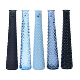 Decoris Recycle Glass Vase with Diamond Pattern 32cm - 5 Assorted Shades of Blue
